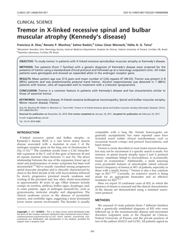 Tremor in X-Linked Recessive Spinal and Bulbar Muscular Atrophy (Kennedy’S Disease)