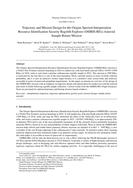 (OSIRIS-Rex) Asteroid Sample Return Mission