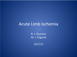 Acute Limb Ischemia