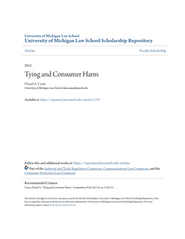 Tying and Consumer Harm Daniel A