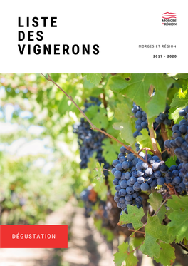 Liste Des Vignerons Morges Et Région 2019 - 2020