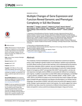 Multiple Changes of Gene Expression and Function Reveal Genomic and Phenotypic Complexity in SLE-Like Disease