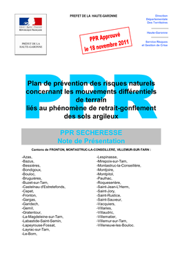 Plan De Prévention Des Risques Naturels Concernant Les Mouvements Différentiels De Terrain Liés Au Phénomène De Retrait-Gonflement Des Sols Argileux