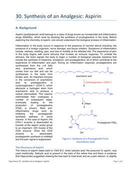 30. Synthesis of an Analgesic: Aspirin