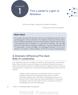 Chapter 1 | the Leader’S Light Or Shadow 3 ©SAGE Publications Table 1.1 the Behaviors and Personal Characteristics of Toxic Leaders