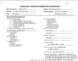 Inventory Form for Nominated Properties