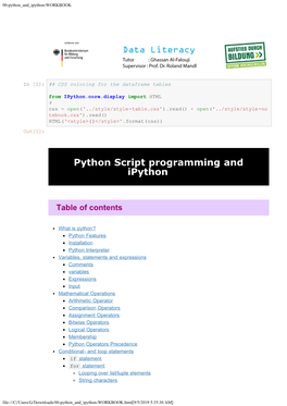 Python Script Programming and Ipython