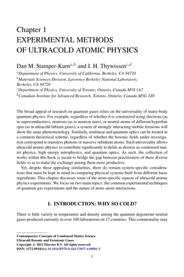 Experimental Methods of Ultracold Atomic Physics