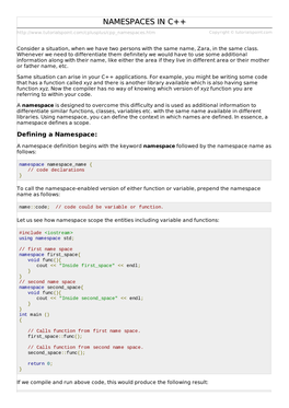 Namespaces In