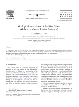 Geological Antecedents of the Rias Baixas (Galicia, Northwest Iberian Peninsula)