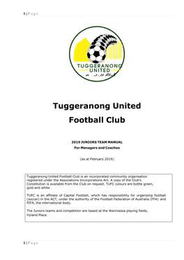 Tuggeranong United Football Club-Junior Manual 2019