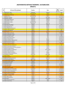 Autumn 2020 Group 1