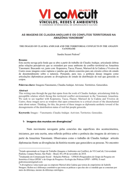 As Imagens De Claudia Andujar E Os Conflitos Territoriais Na Amazônia Yanomami1 Wixia Në Rope Yanômami Tëpë Urihi Hutukara Omama Në Kohipë