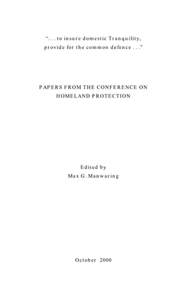 Papers from the Conference on Homeland Protection