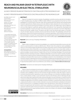 Reach and Palmar Grasp in Tetraplegics with Neuromuscular Electrical Stimulation