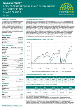 EDENTREE RESPONSIBLE and SUSTAINABLE UK EQUITY FUND SHARE CLASS a July 2021