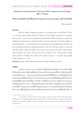 Biology and Culture Techniques of Bocourti Catfish, Pangasius Bocourti Sauvage, 1880 in Thailand