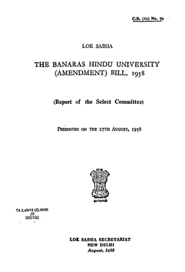 The Banaras Hindu University (Amendment) Bill, 195 8