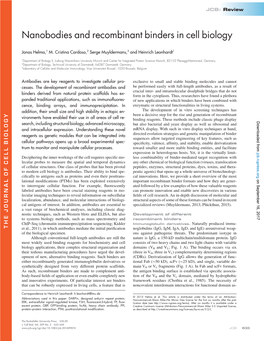 Nanobodies and Recombinant Binders in Cell Biology