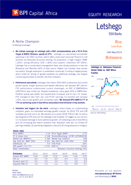 BPI Capital Africa's Report on Letshego (May 2014).Pdf