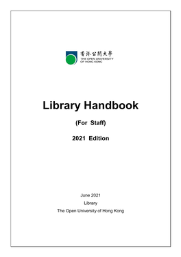 Library Handbook (For Staff)