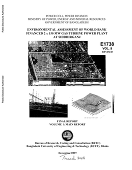 ENVIRONMENTAL ASSESSMENT of WORLD BANK Public Disclosure Authorized FINANCED 2 X 150 MW GAS TURBINE POWER PLANT at SIDDHIRGANJ
