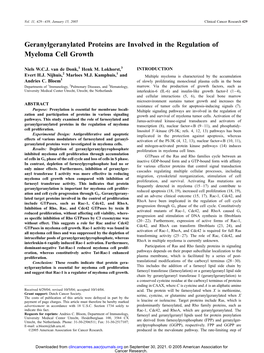 Geranylgeranylated Proteins Are Involved in the Regulation of Myeloma Cell Growth