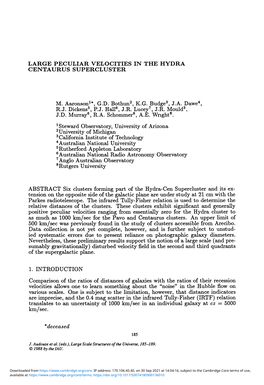 Large Peculiar Velocities in the Hydra Centaurus Supercluster