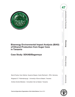 (BIAS) of Ethanol Production from Sugar Cane in Tanzania Case Study