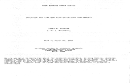 Nber Working Paper Series Inflation and Taxation With