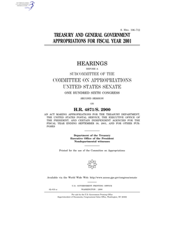 Treasury and General Government Appropriations for Fiscal Year 2001