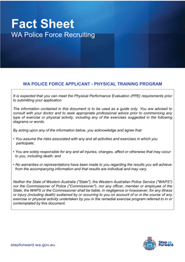 Fact Sheet WA Police Force Recruiting