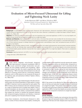 Evaluation of Micro-Focused Ultrasound for Lifting And