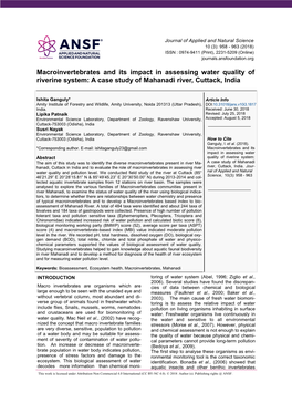 A Case Study of Mahanadi River, Cuttack, India