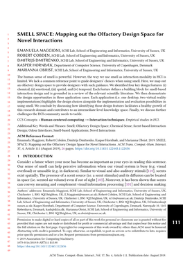 Mapping out the Olfactory Design Space for Novel Interactions