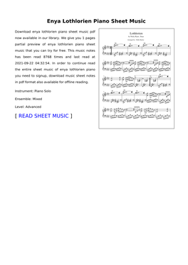 Enya-Lothlorien-Piano.Pdf