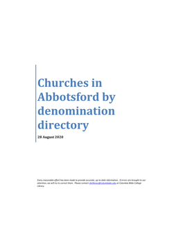 Churches in Abbotsford by Denomination Directory