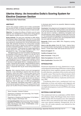 Uterine Atony: an Innovative Dutta's Scoring System for Elective