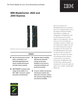 IBM Bladecenter JS23 and JS43 Express