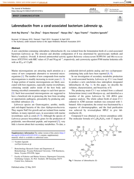 Labrenzbactin from a Coral-Associated Bacterium Labrenzia Sp