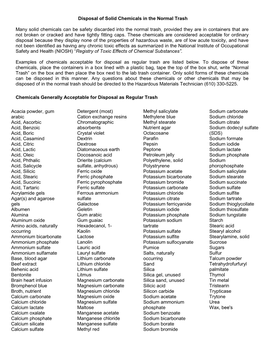 Disposal of Solid Chemicals in the Normal Trash