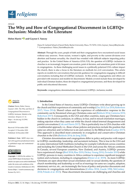 The Why and How of Congregational Discernment in LGBTQ+ Inclusion: Models in the Literature