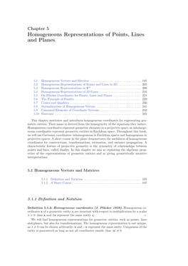 Homogeneous Representations of Points, Lines and Planes