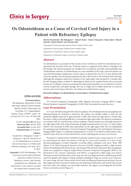 Os Odontoideum As a Cause of Cervical Cord Injury in a Patient with Refractory Epilepsy