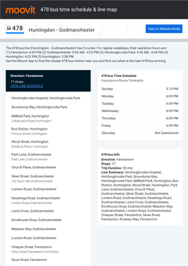 478 Bus Time Schedule & Line Route