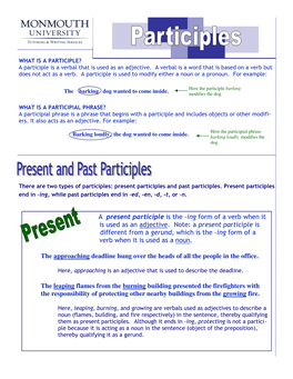 A Present Participle Is the –Ing Form of a Verb When It Is Used As an Adjective