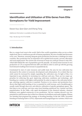 Identification and Utilization of Elite Genes from Elite Germplasms for Yield Improvement