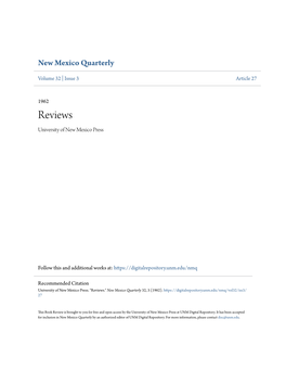 Reviews University of New Mexico Press