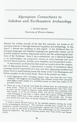 Algonquian Connections to Salishan and Northeastern Archaeology