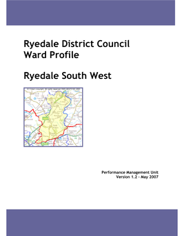 Ryedale District Council W Ard Profile Ryedale South W
